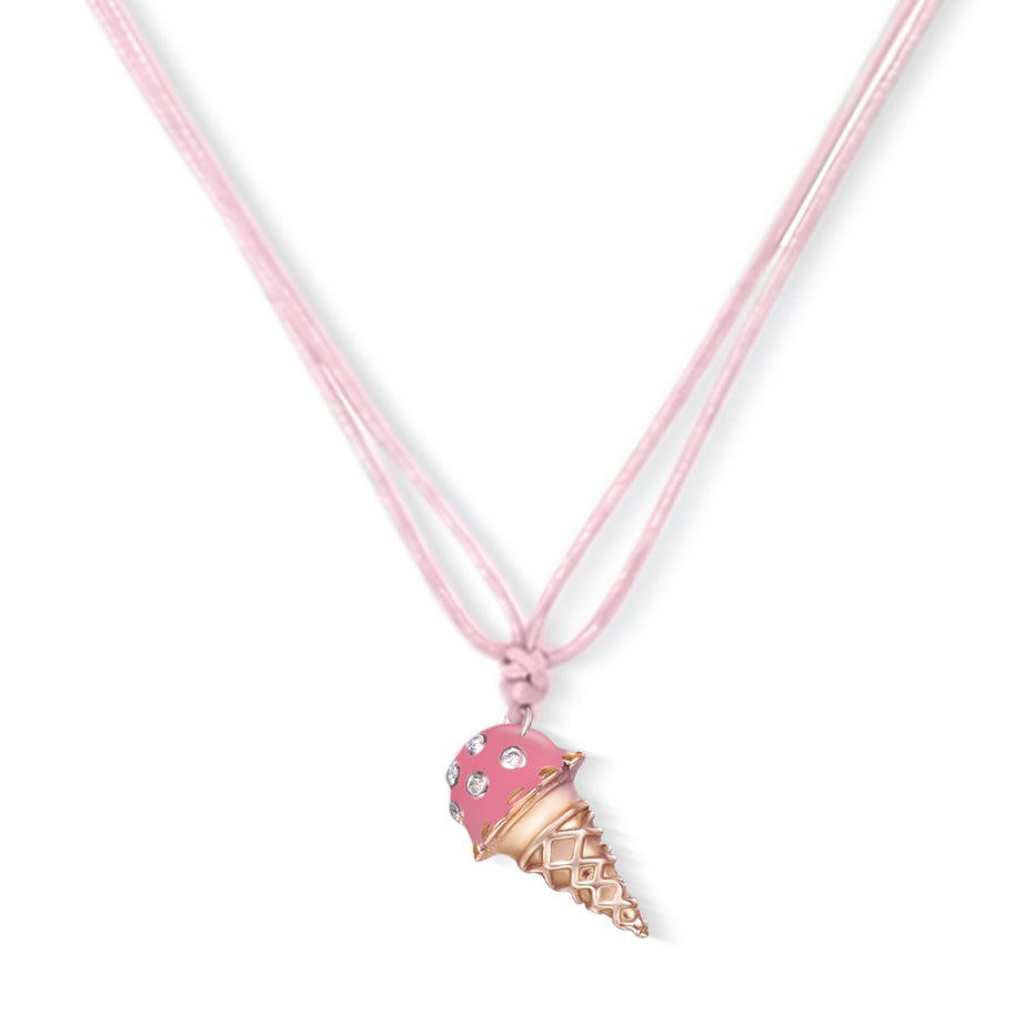 18K Rose Dolato Scoop Cone Diamond Necklace in Strawberry
