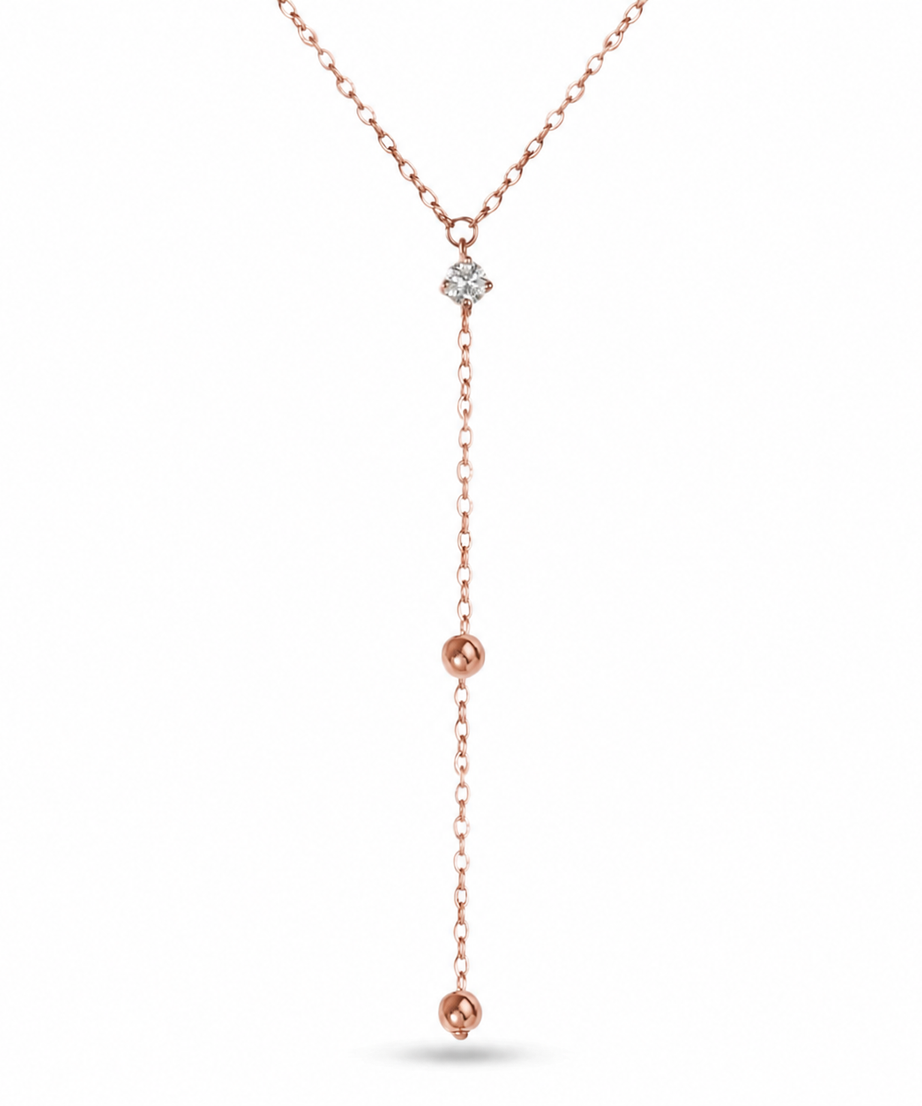 Elegant 18k Rose Gold Drop Diamond Necklace - S-P639S
