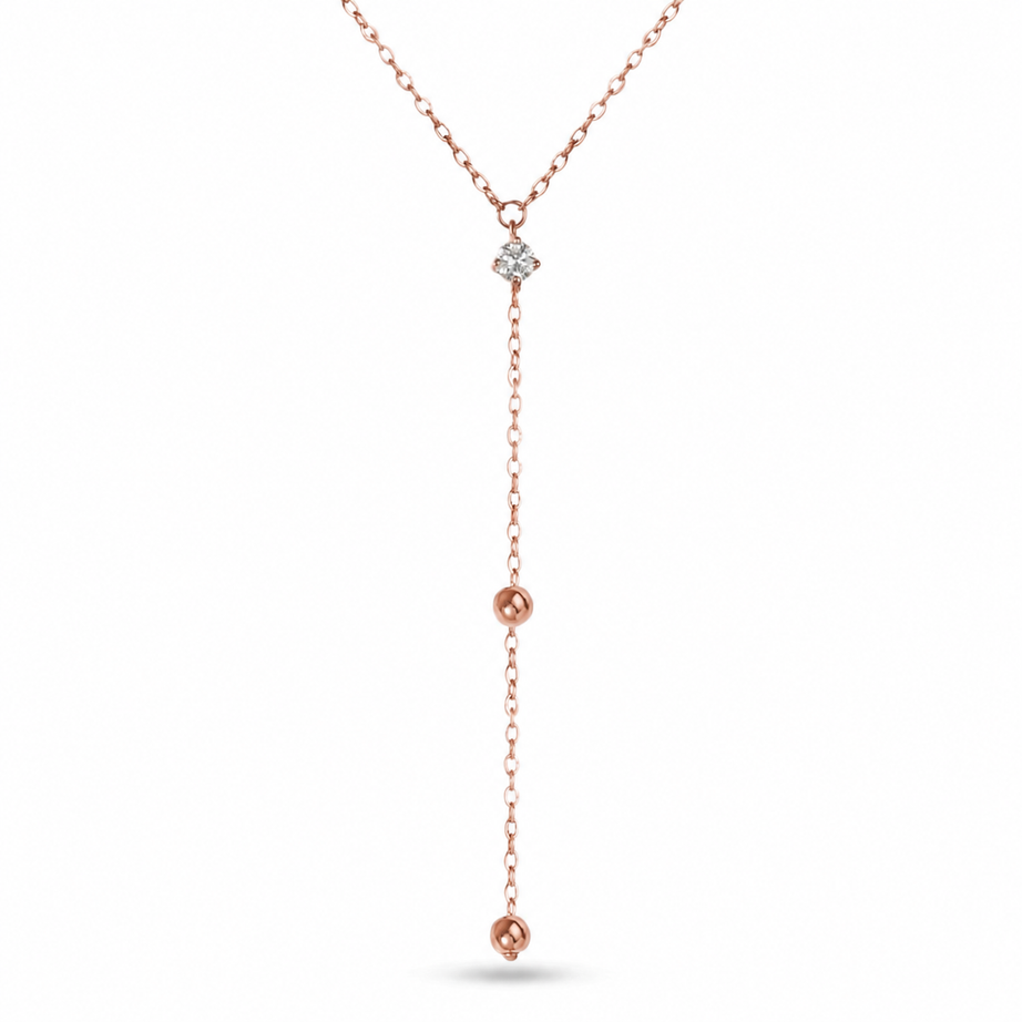 Elegant 18k Rose Gold Drop Diamond Necklace - S-P639S