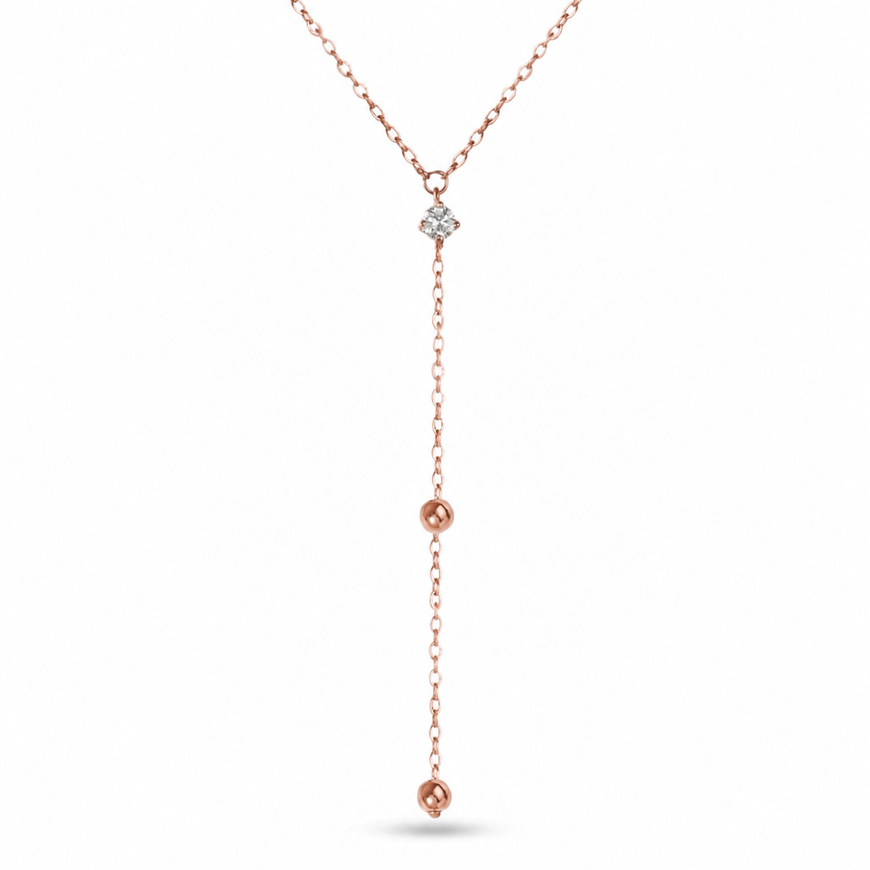 Elegant 18k Rose Gold Drop Diamond Necklace - S-P639S