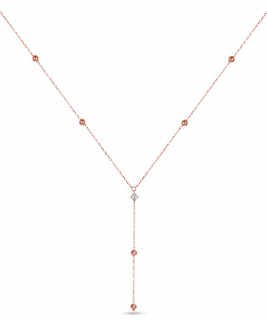 Elegant 18k Rose Gold Drop Diamond Necklace - S-P639S