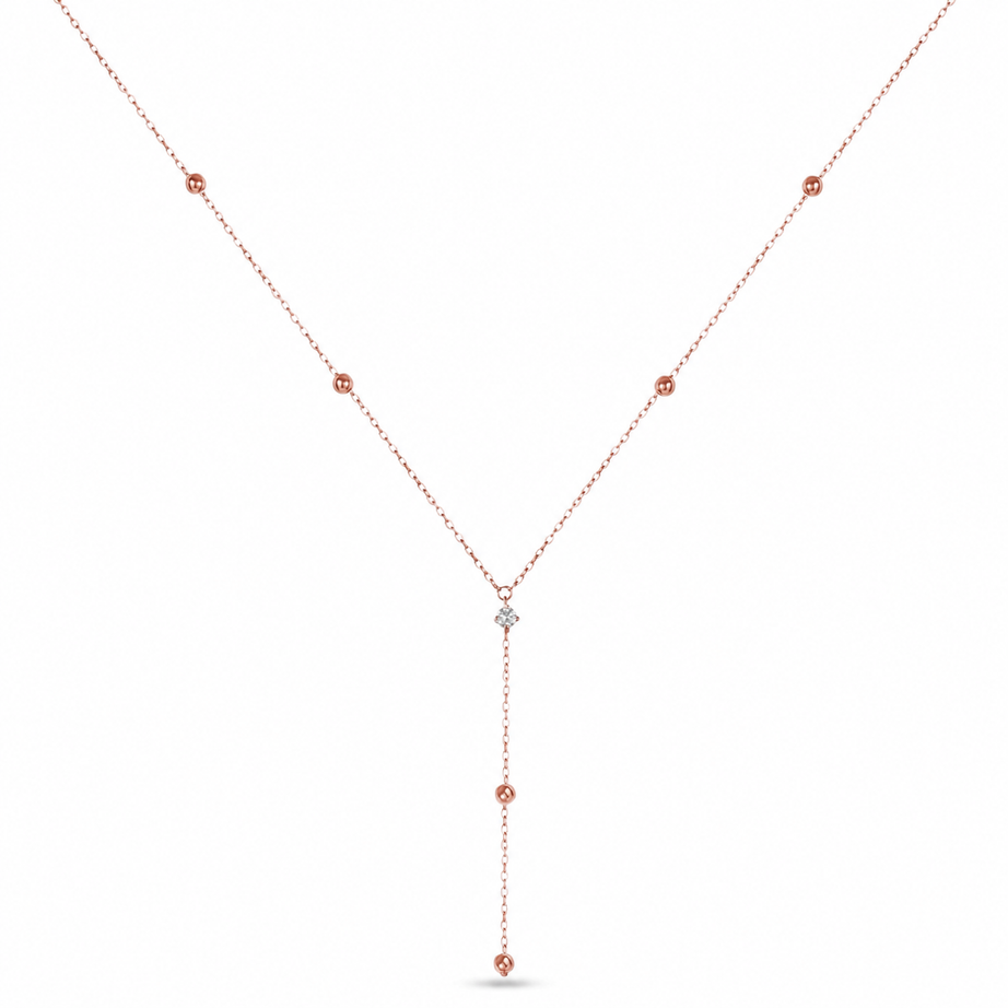 Elegant 18k Rose Gold Drop Diamond Necklace - S-P639S