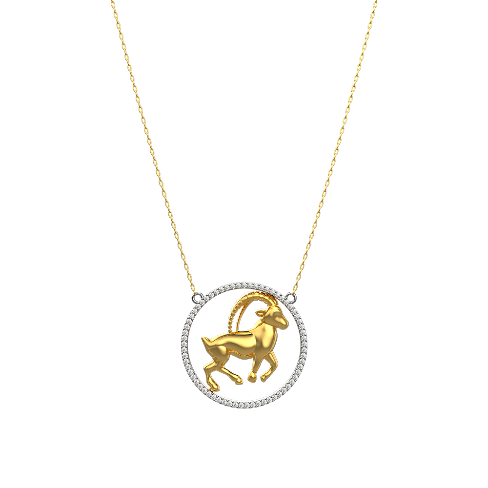 Capricorn Zodiac Necklace in Yellow gold - FSPN001A