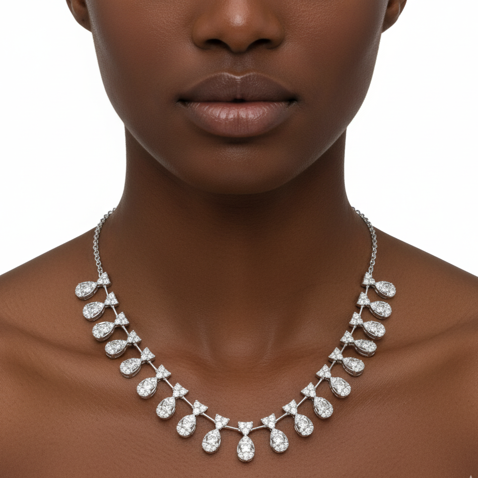 18K White gold Diamond Necklace - S-N079S