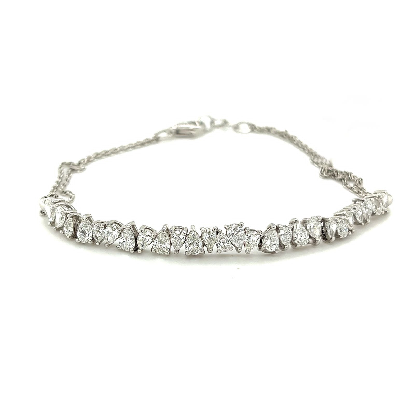 Irregular Shaped Pear Diamonds Bracelet in 18K White Gold - 5430086B