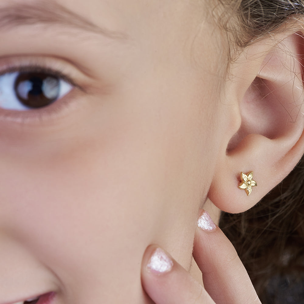 18K Flower Kids Gold Earring - K-E098G