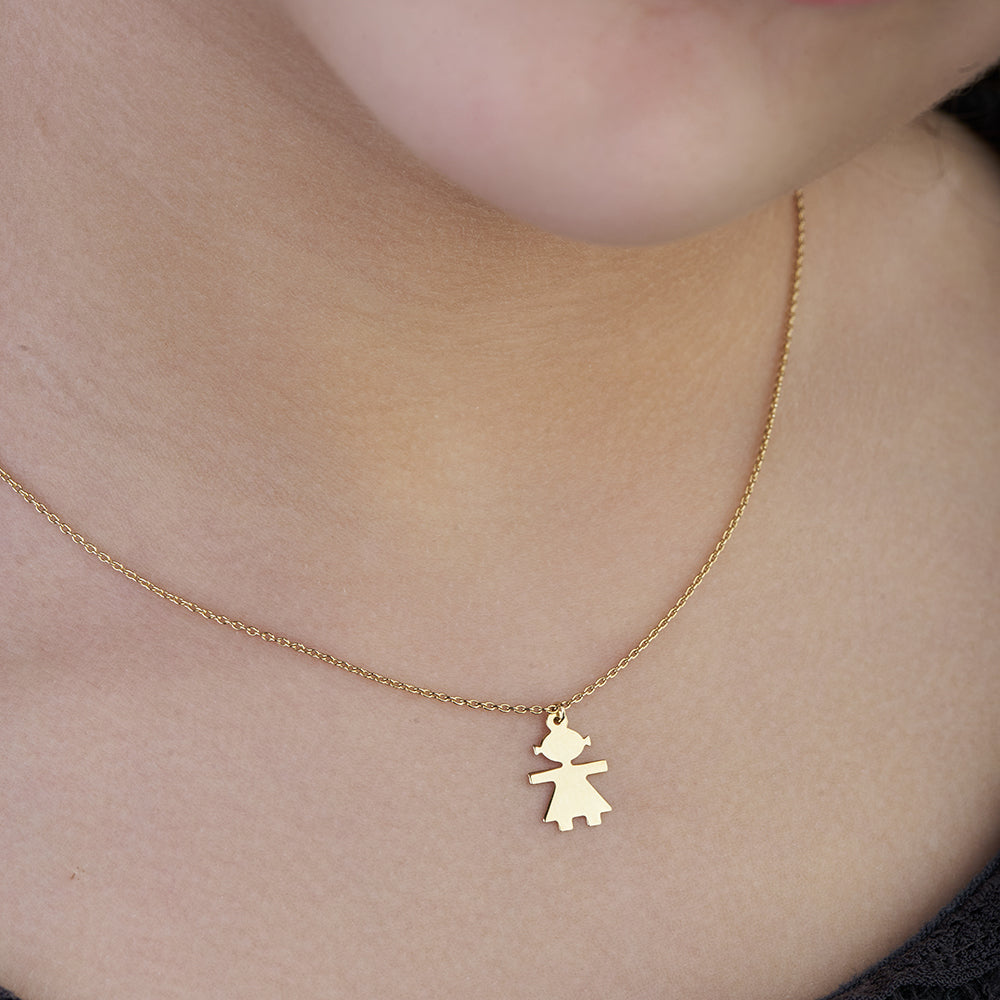 18K Little Girl Gold Necklace - K-P151GB