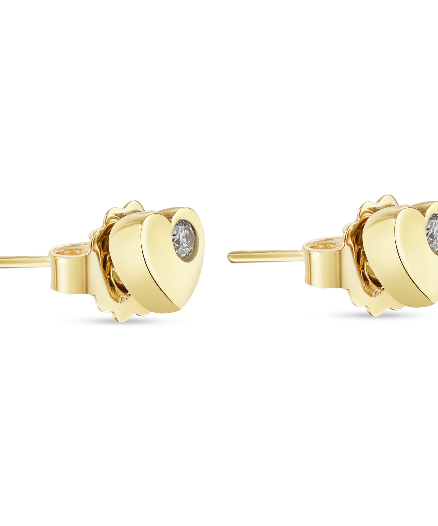 18K Yellow Gold Heart Studs - S-H097ES