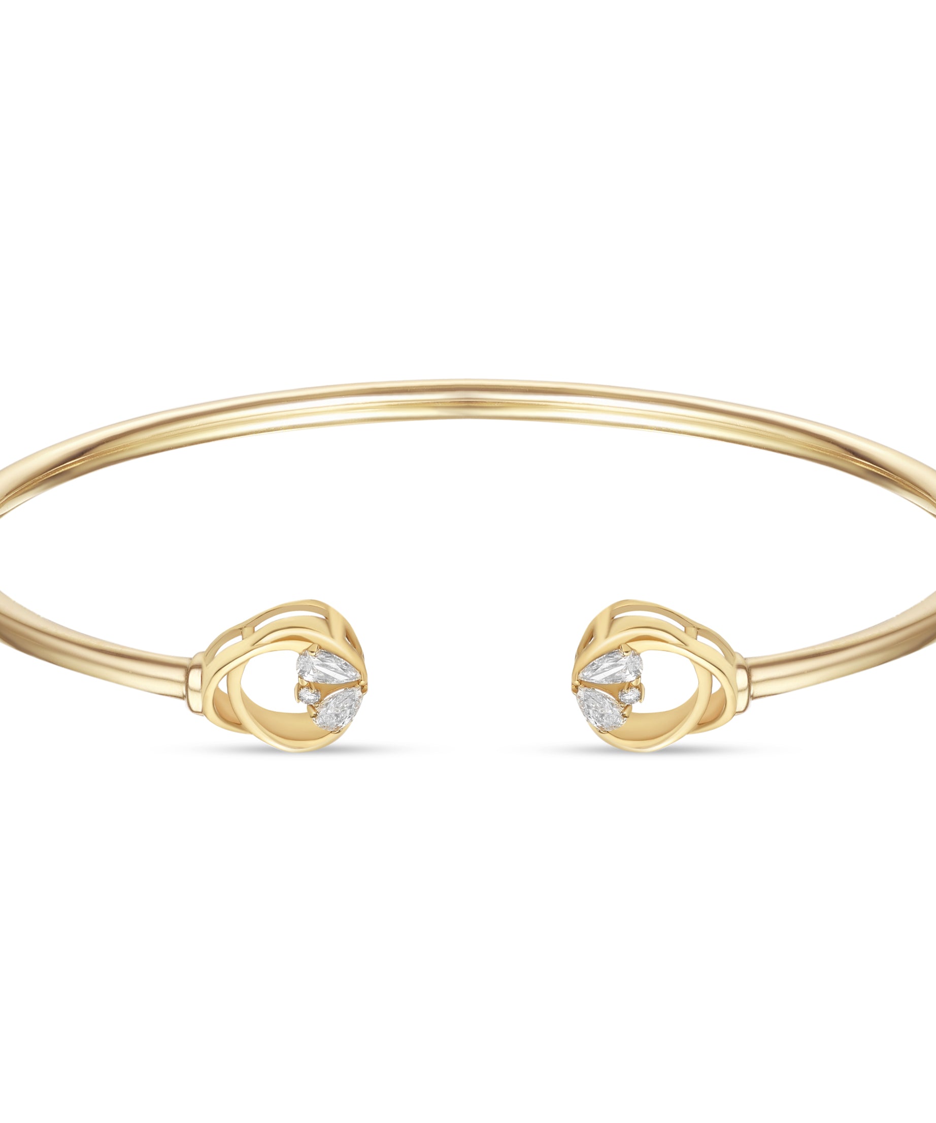 LINEA Circles 18k Yellow Gold Bangle with Pear Diamonds - S-H121BS