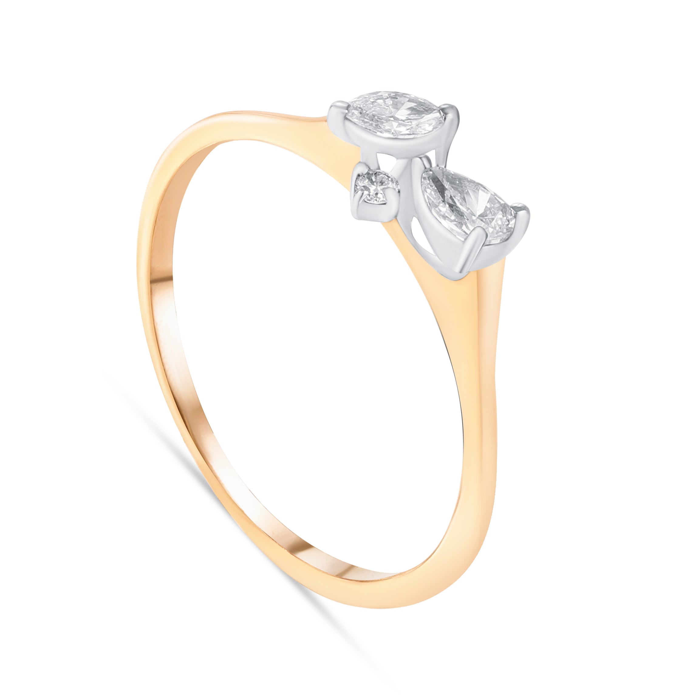 Luxury 18K Rose Gold Ring With Mixed Diamond Shapes - S-X283R