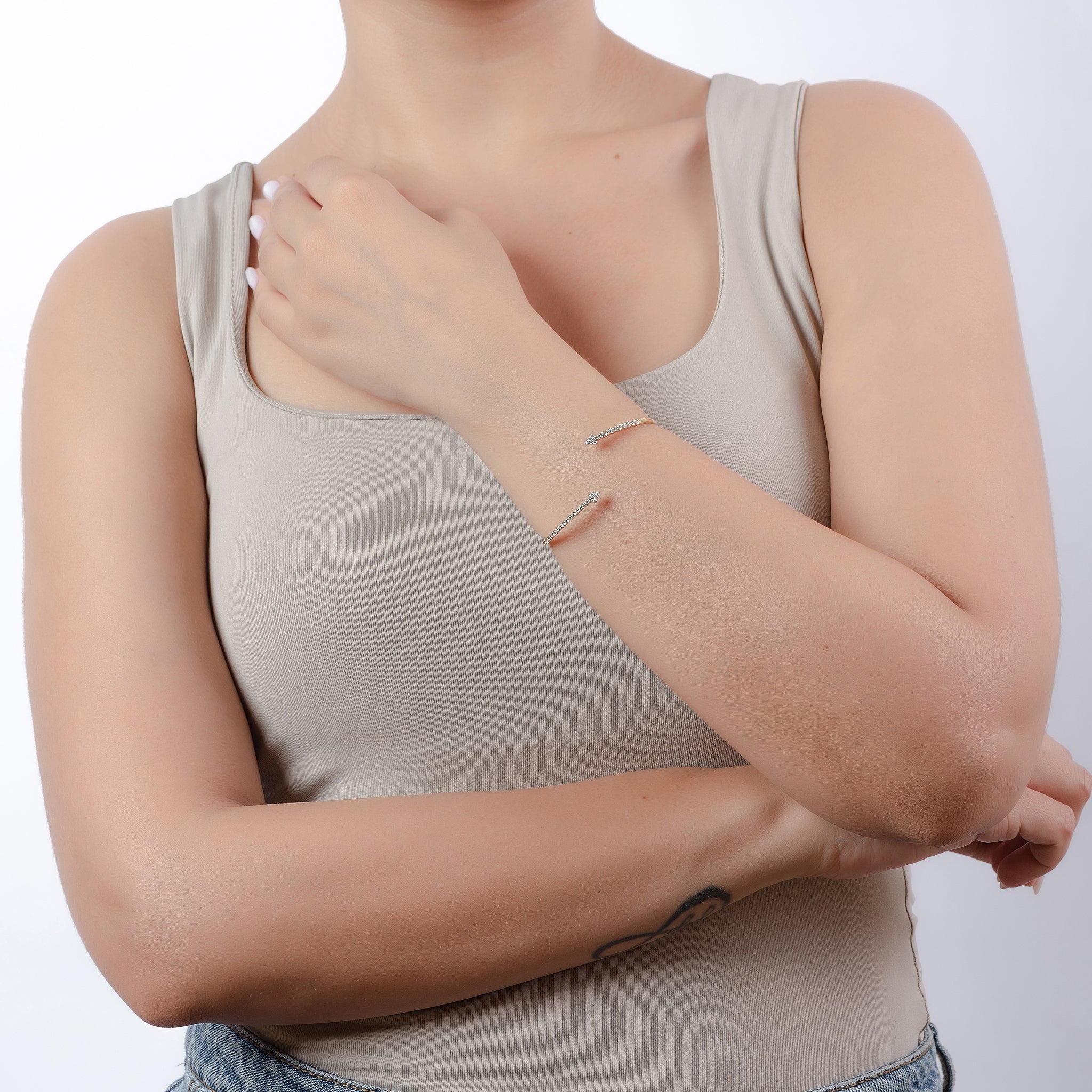 Unique Opened Diamond Bangle in 18K Rose Gold - S-B55