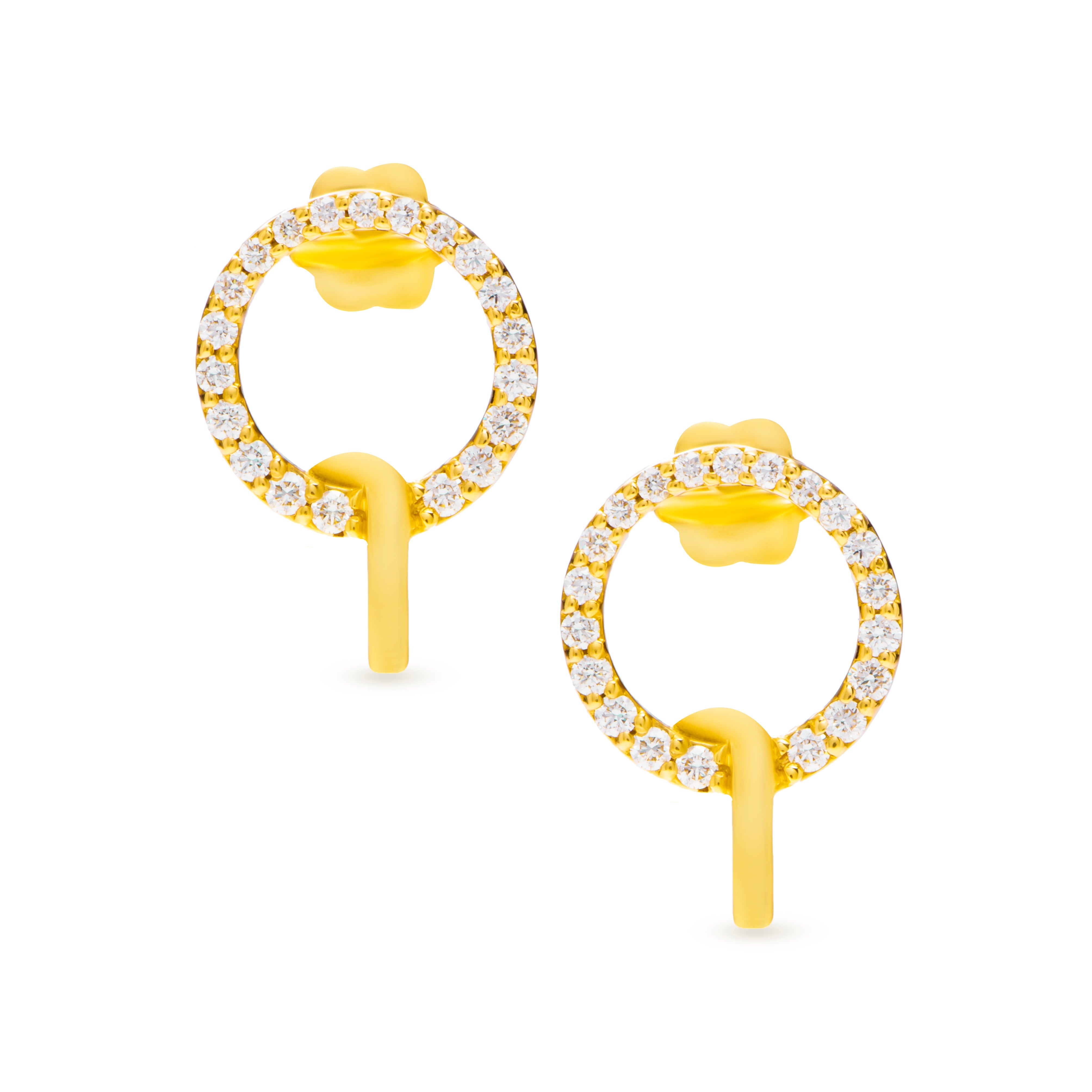 Diamond Ring Shapped Earring in Rose 18 K Gold - S-H24E