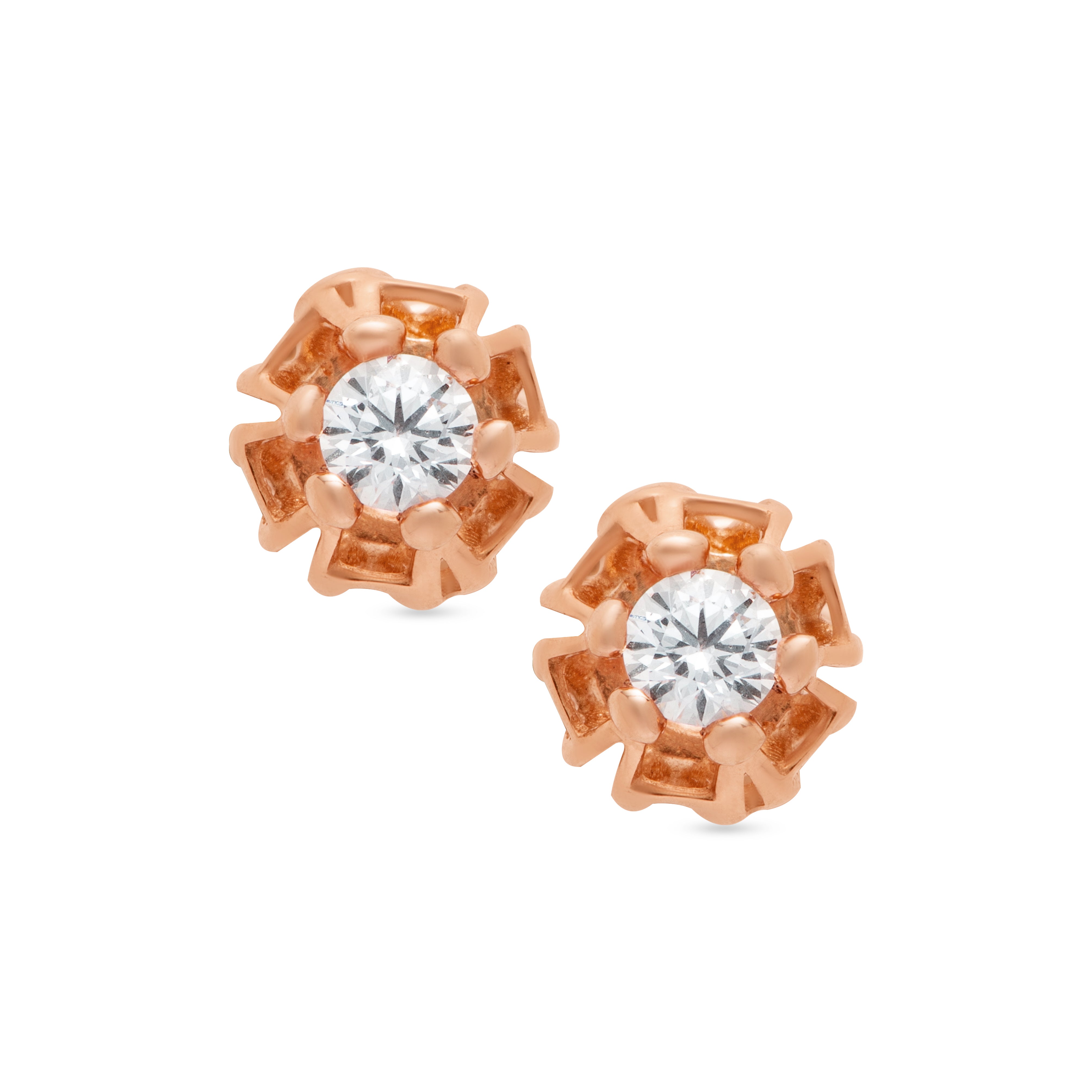 Diamond Lantern unique Earring in Rose 18 K Gold - S-B44E