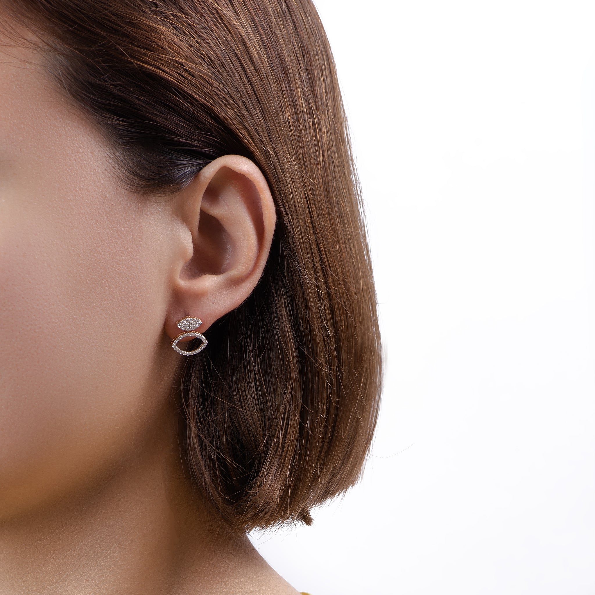 Opal Diamond Earring in White 18 K Gold - S-EN022S