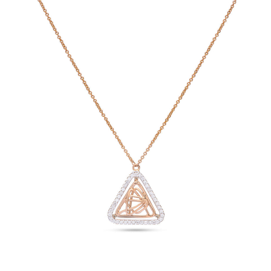 Special offer Triangular Shapped Tirette Shinny Diamond Necklace in Rose 18 K Gold - S-PN046S