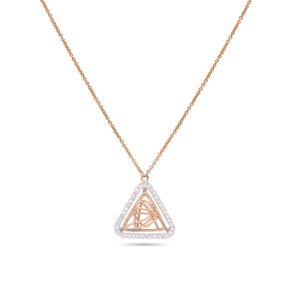 Special offer Triangular Shapped Tirette Shinny Diamond Necklace in Rose 18 K Gold - S-PN046S