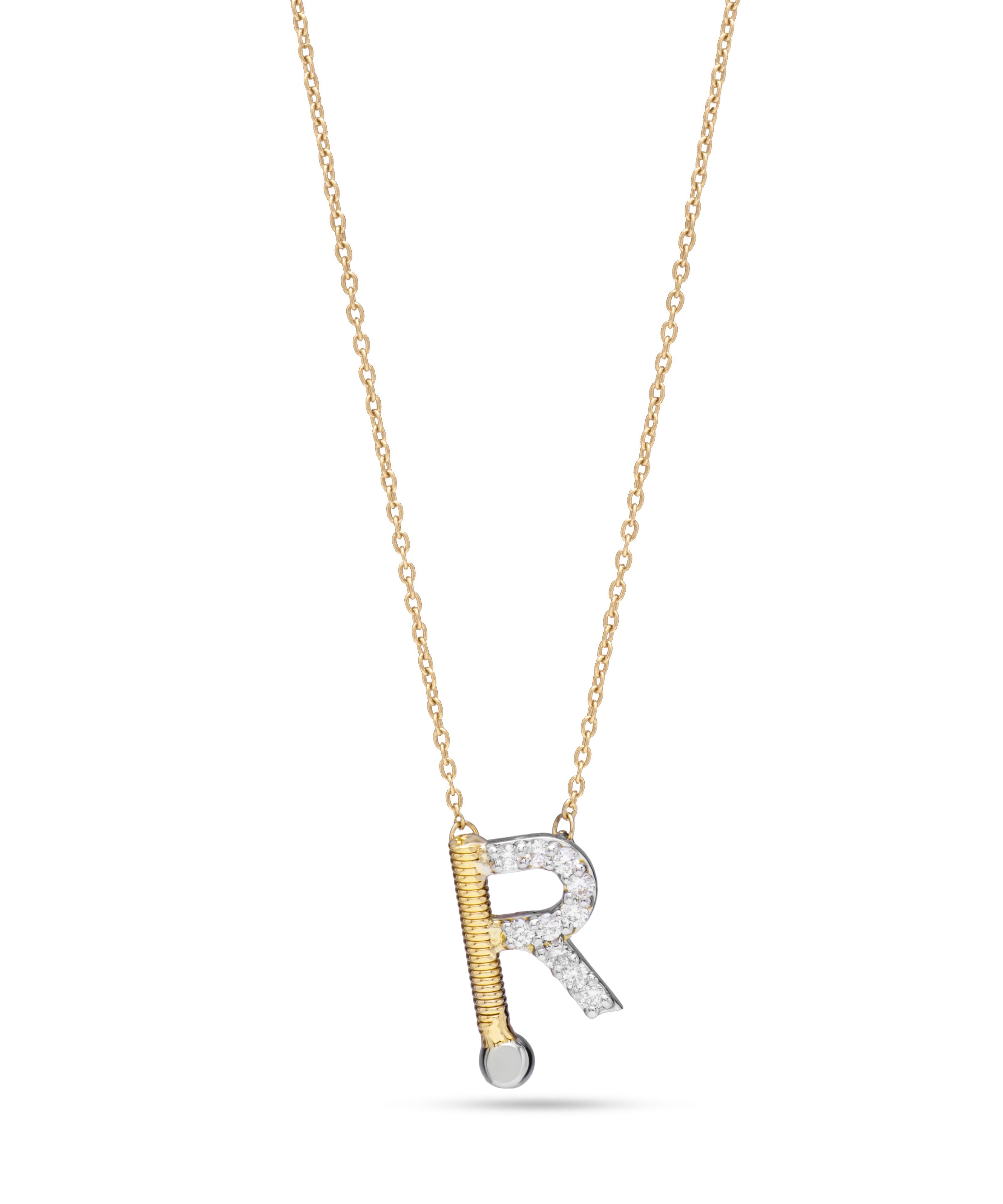 Letter R outstanding Diamond necklace in Yellow 18K Gold - S-P60