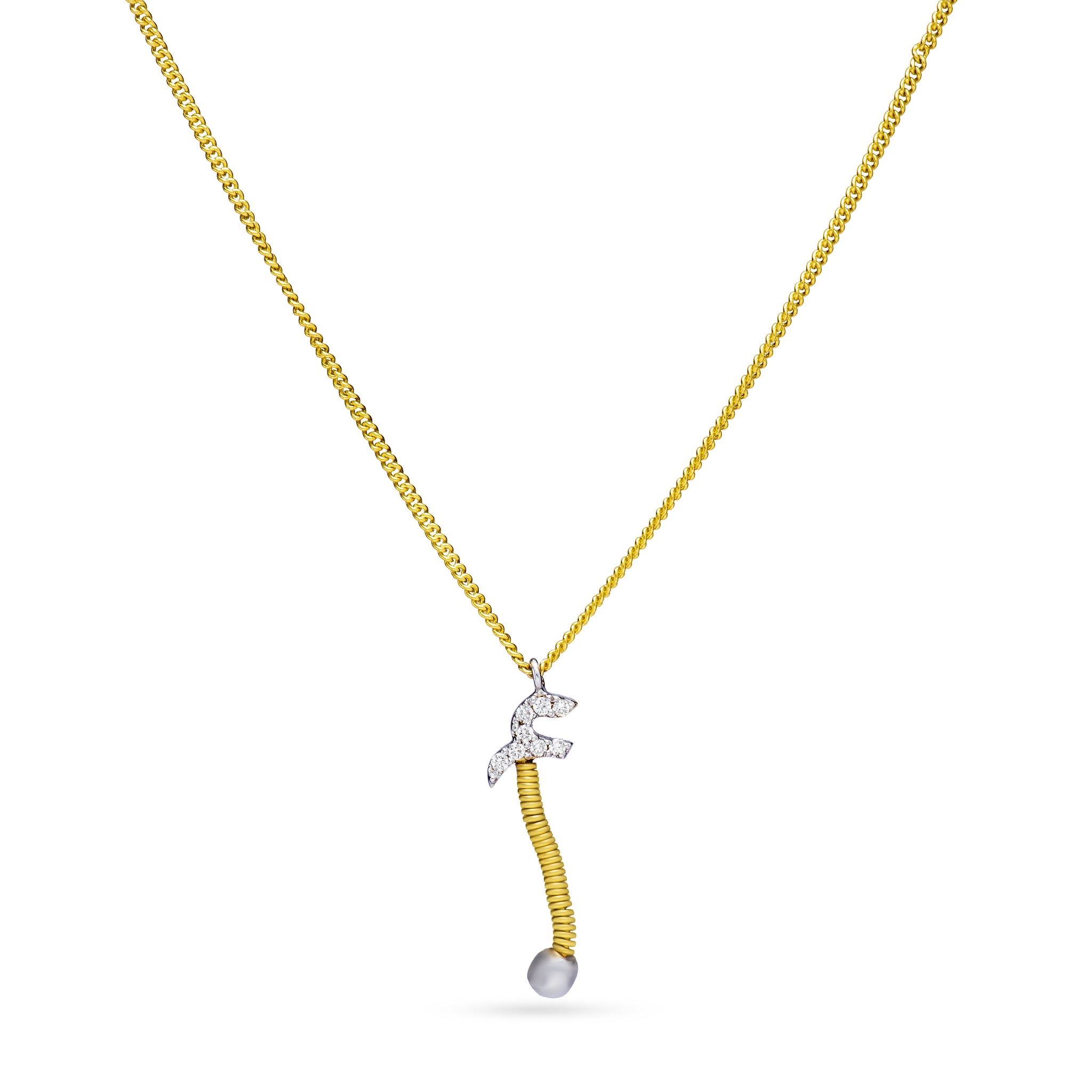 Letter Alef oustanding diamond necklace in Rose 18 K Gold - SIR1699