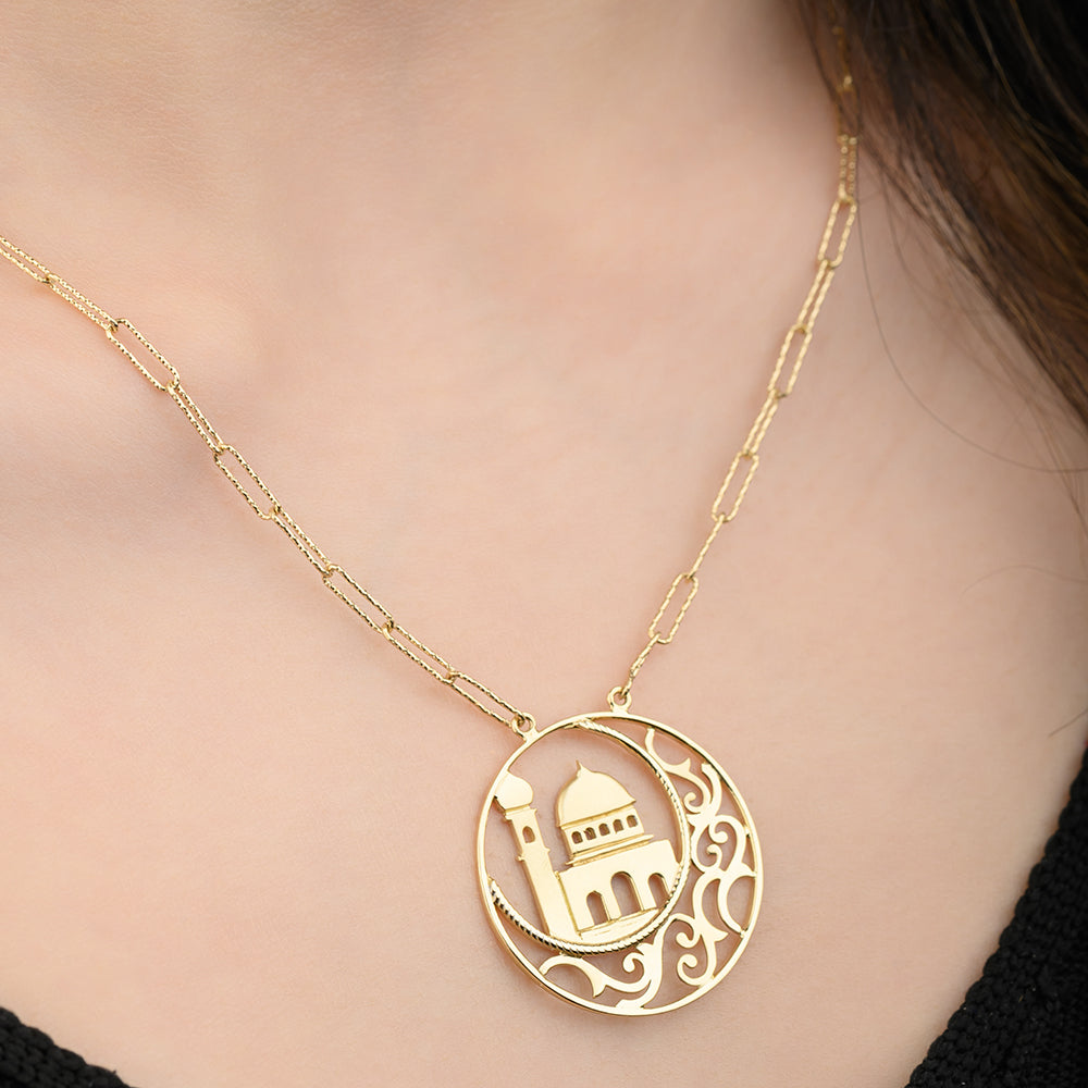 18K Mosque Gold Necklace - K-P099G/WG