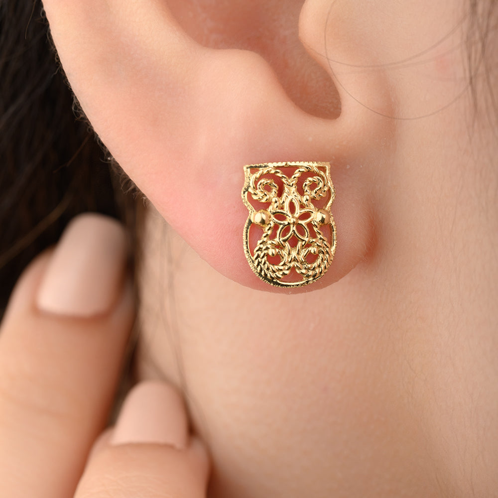 18K Geometrical Gold Earrings - K-E066G/WG