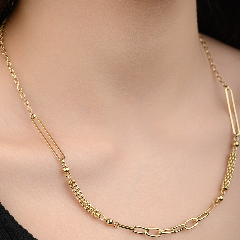 18K Wrapped & Linked Gold Necklace - MFBT0583N/Y/WG