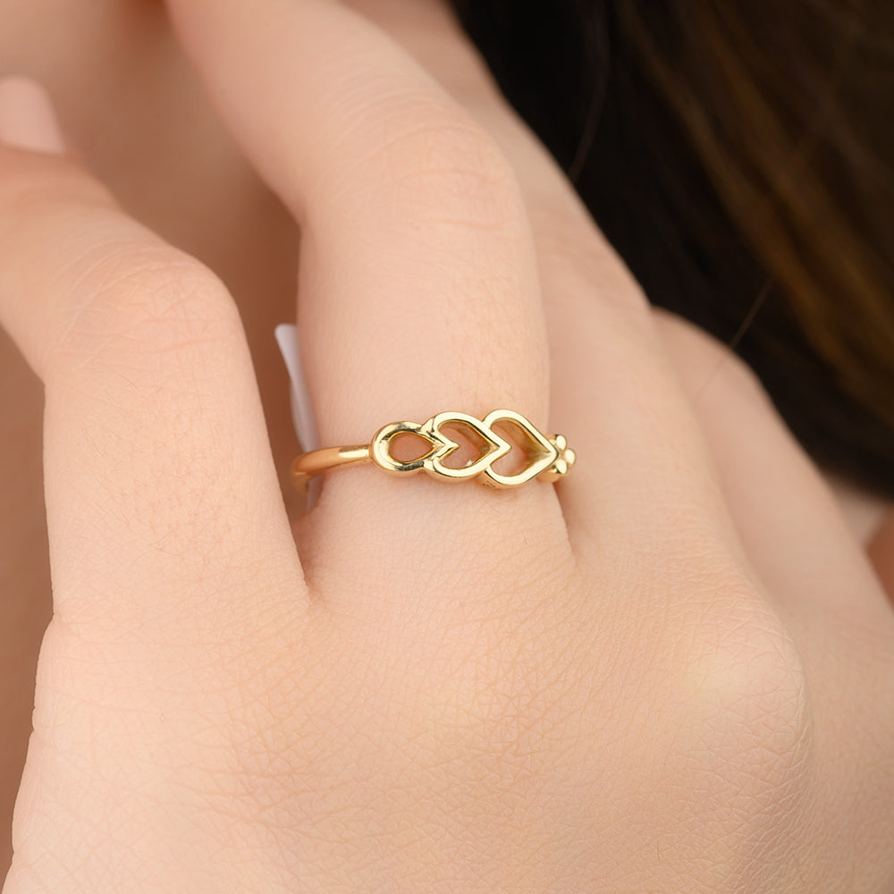 18K Integrated Hearts Gold Ring - K-R115S