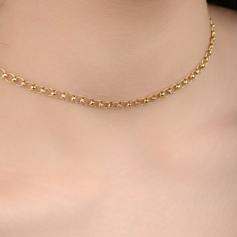 18K Connected Circles Choker Gold Necklace - PBBT069N/Y