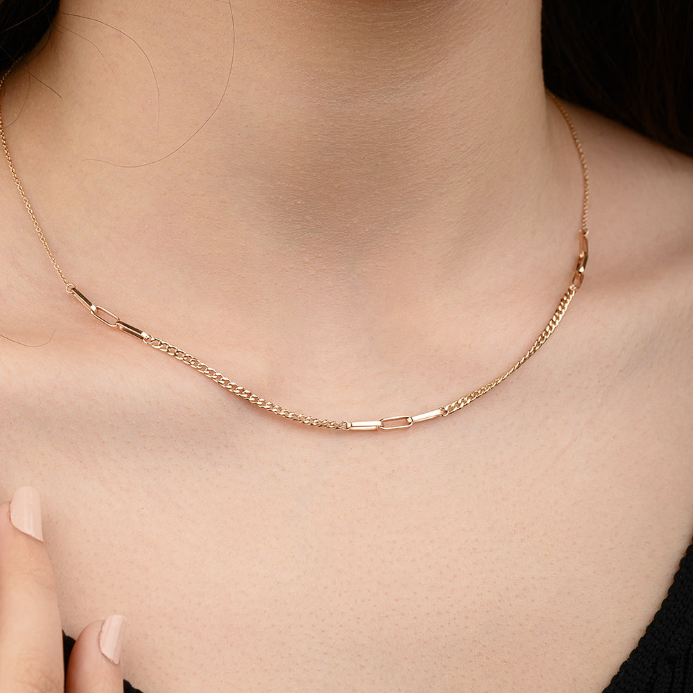 18K Connected Gold Necklace - JWCT074N/R