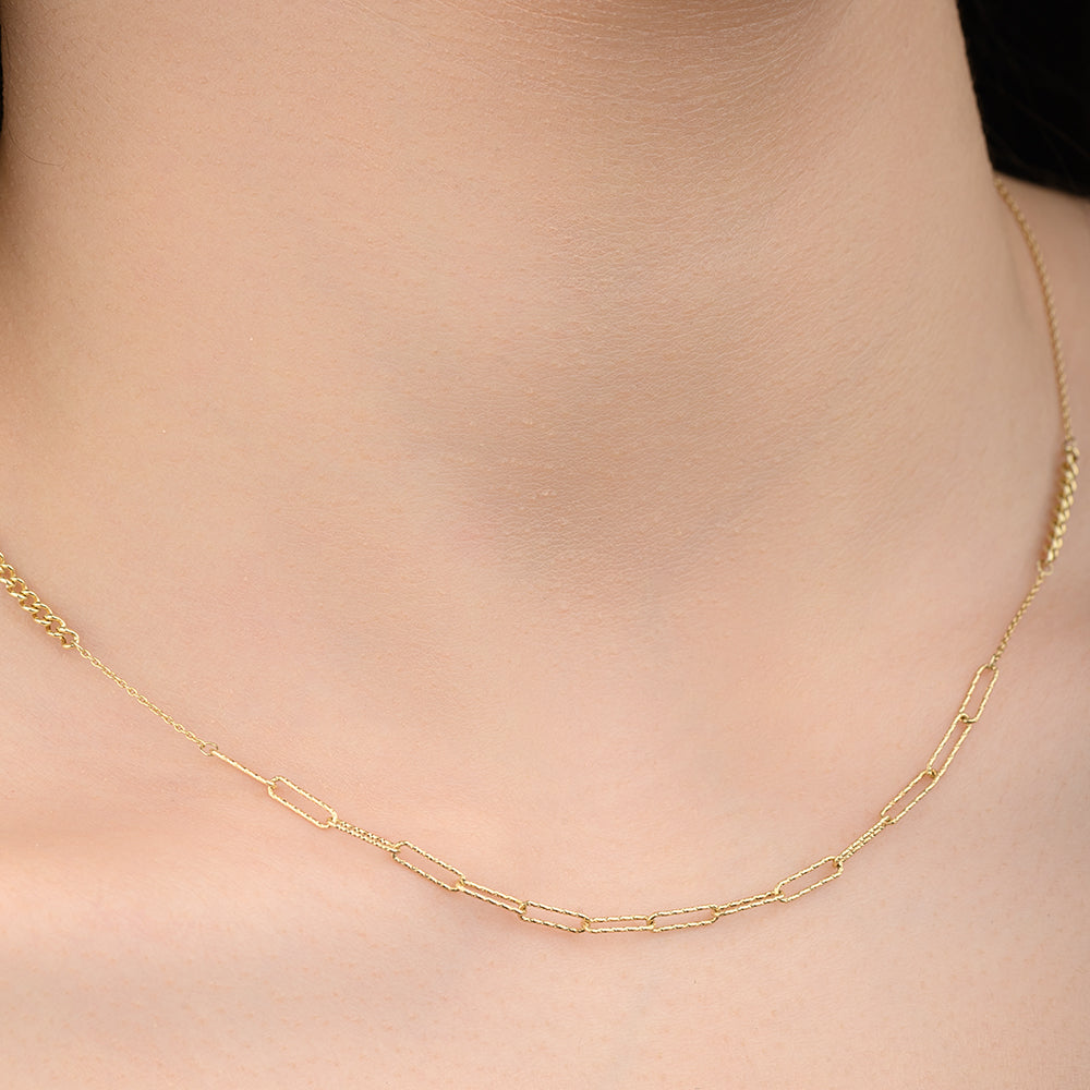 18K Simple Linked Gold Necklace - JWCT073N/Y