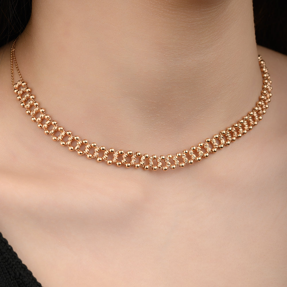 18K Beaded Choker Gold Necklace - PBBT068N/R