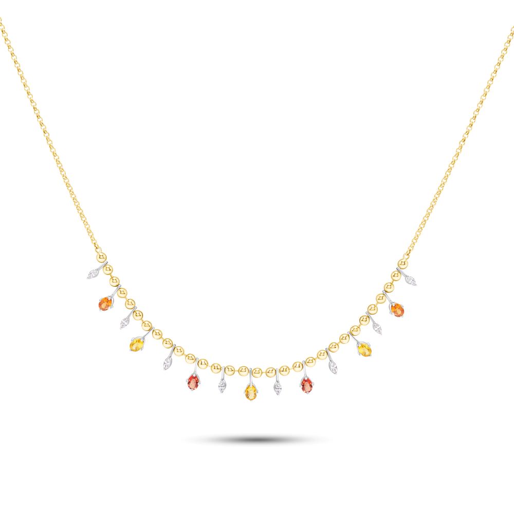 Confetti 18k Yellow gold Diamond Necklaces and Multi Colored Stones - S-X226N