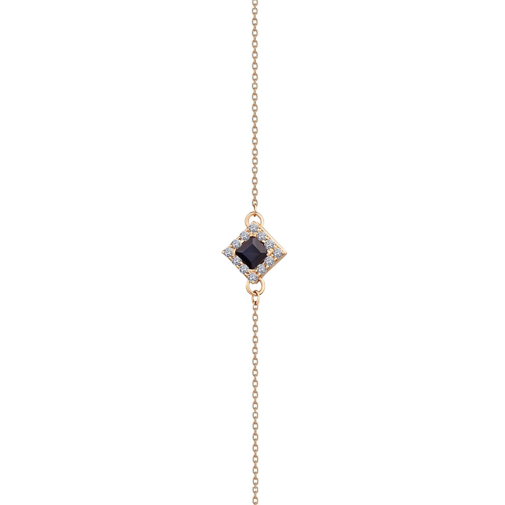 Central Sapphire with Diamond Bracelet in Rose 18K Gold - S-B187SON