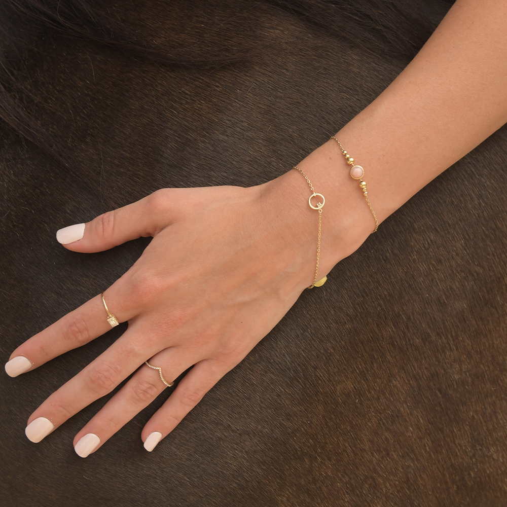 Summer Beautiful bracelet with a centered diamond in 18k Rose gold / S-B233S