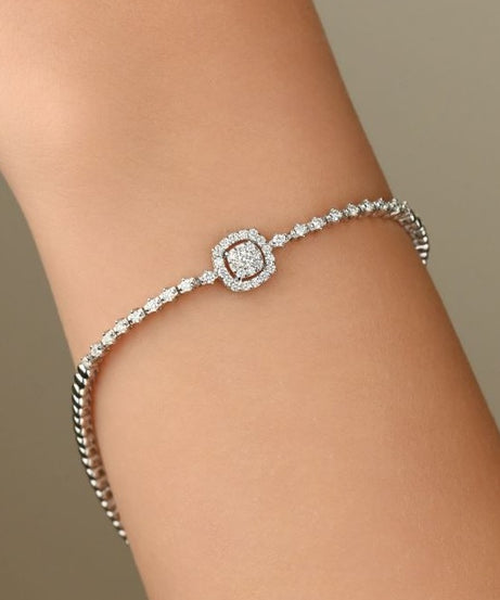 Classic Beautiful Diamond Bracelet in 18K White Gold - S-B284SB