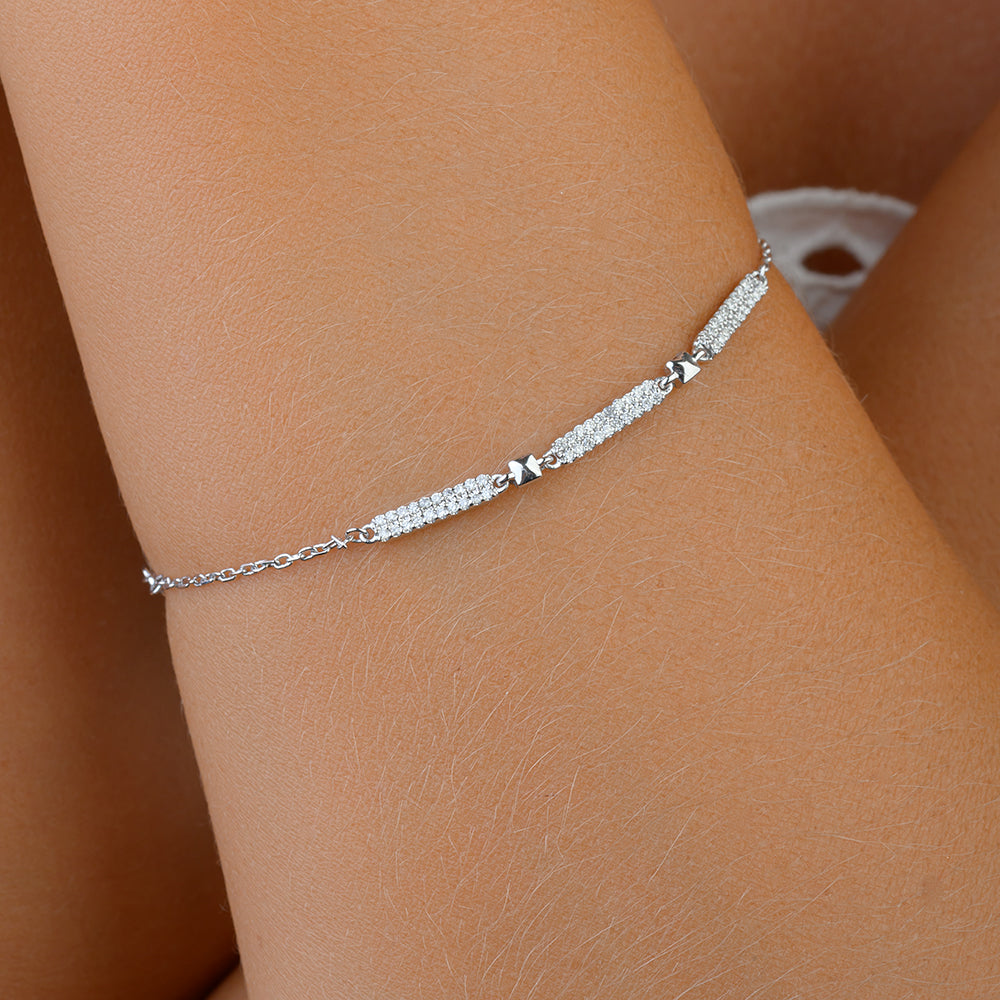 Triple Unit Diamond Bracelet in White gold - S-B300S