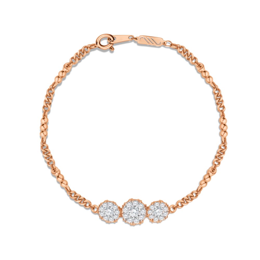 Triple Unit Diamond Bracelet in Rose gold - S-B303S