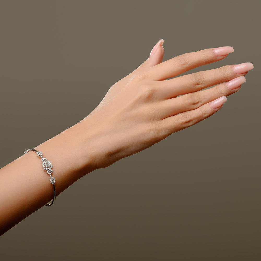 18K White Multi Shapes Diamond Bangle - S-B306S