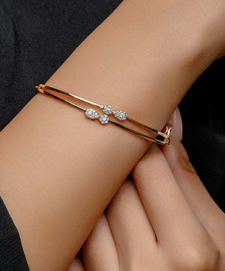 18K Double Layer Rose Diamond Bangle - S-B327S
