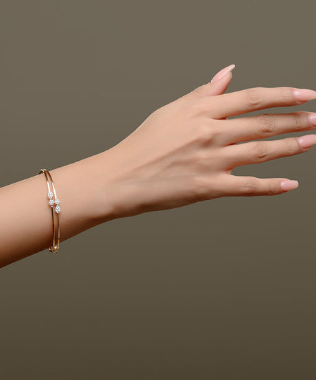 18K Double Layer Rose Diamond Bangle - S-B327S