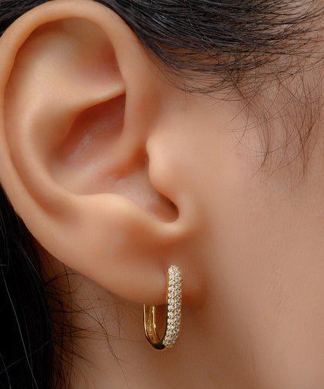 18K Yellow Stylish Diamond Earrings - S-E244S