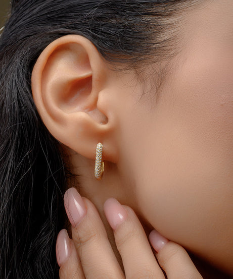 18K Yellow Stylish Diamond Earrings - S-E244S