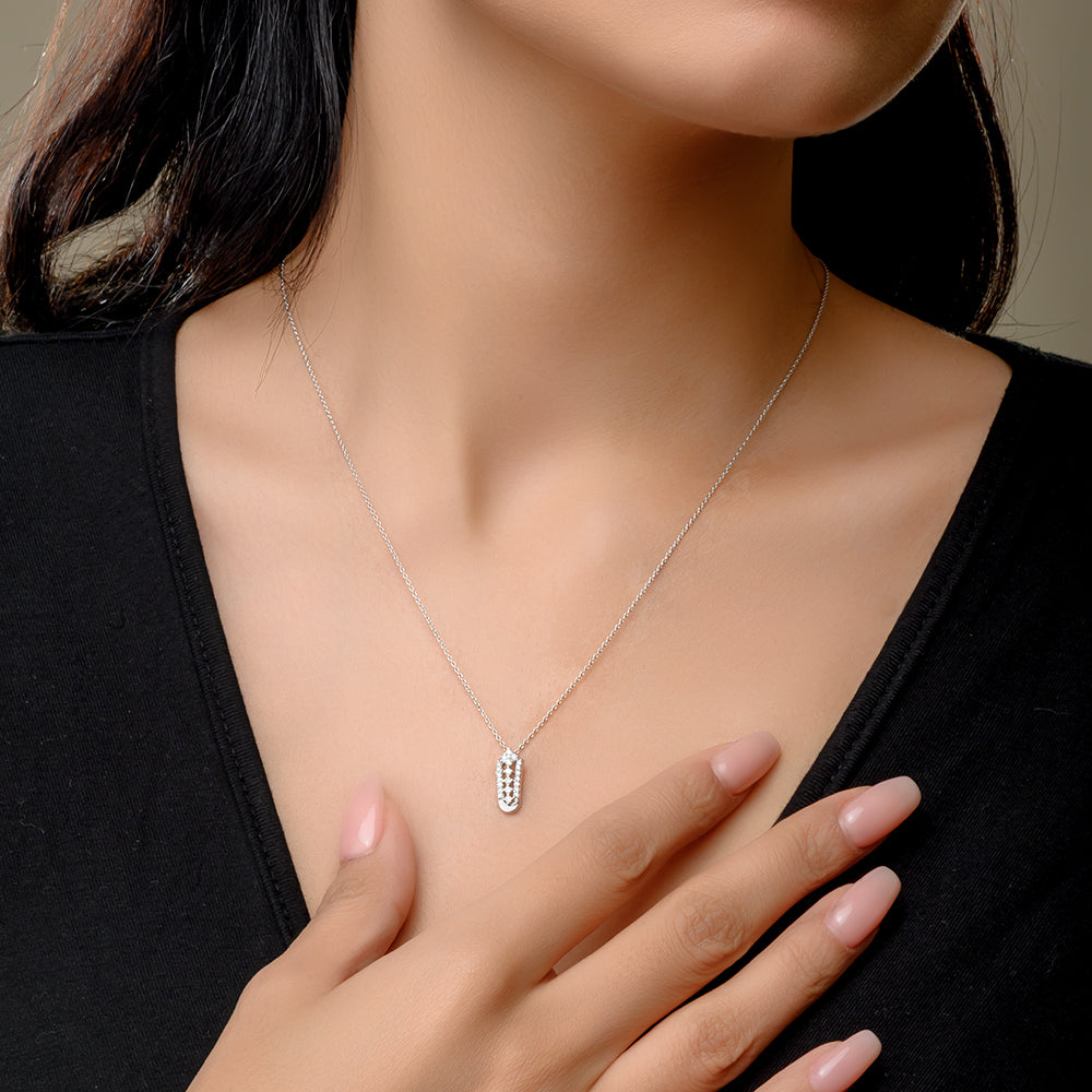 18K White Diamond Pendant - S-E258SP