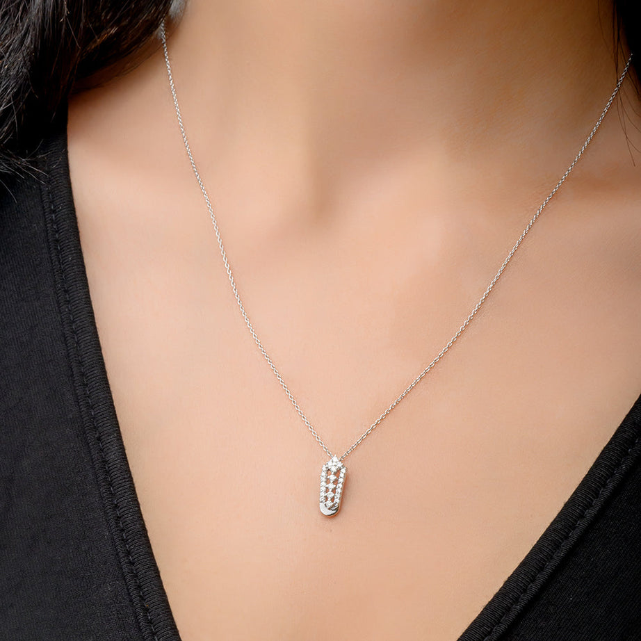 Special offer 18K White Diamond Pendant - S-E258SP