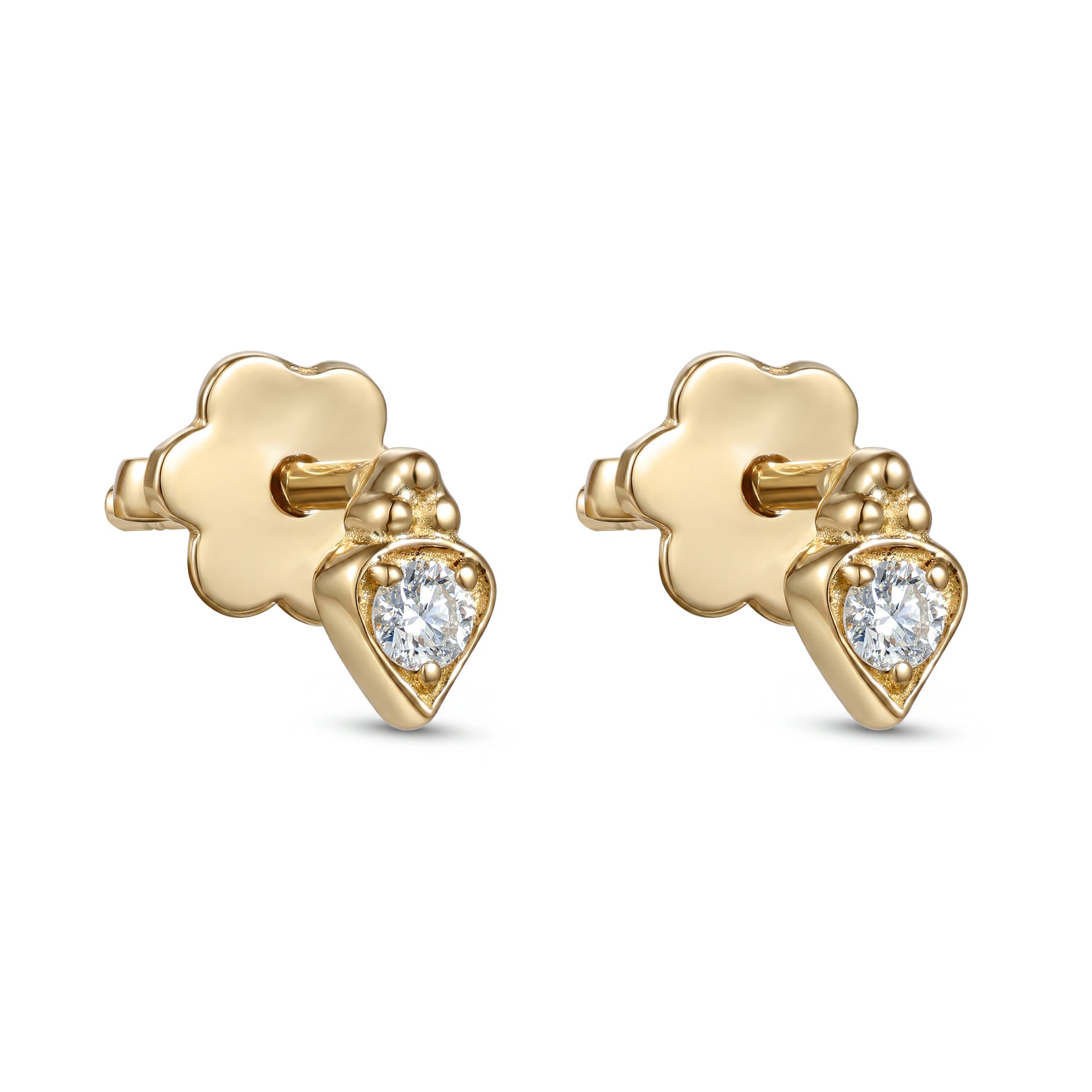 18K Yellow Gold Luxury Diamond Earrings With Minimal Elegance -S-E370S