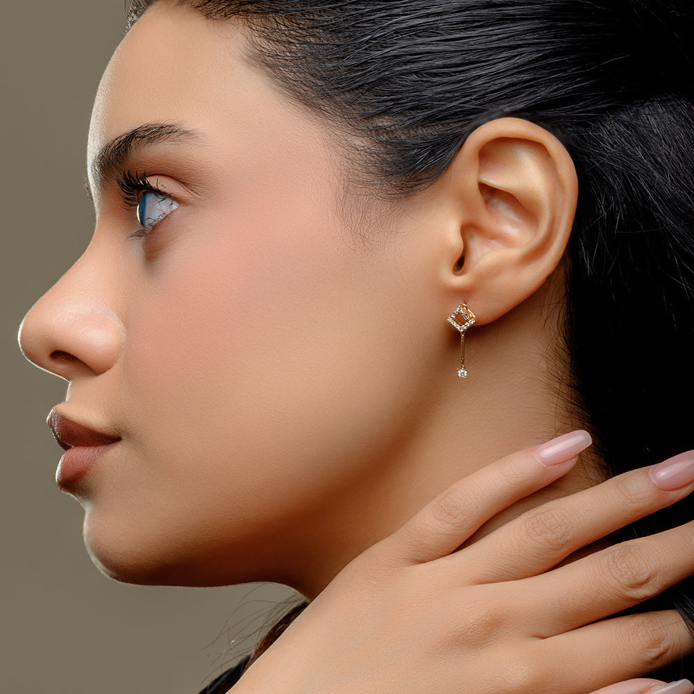 18K Rose Diamond Drop Earrings - S-EN012S