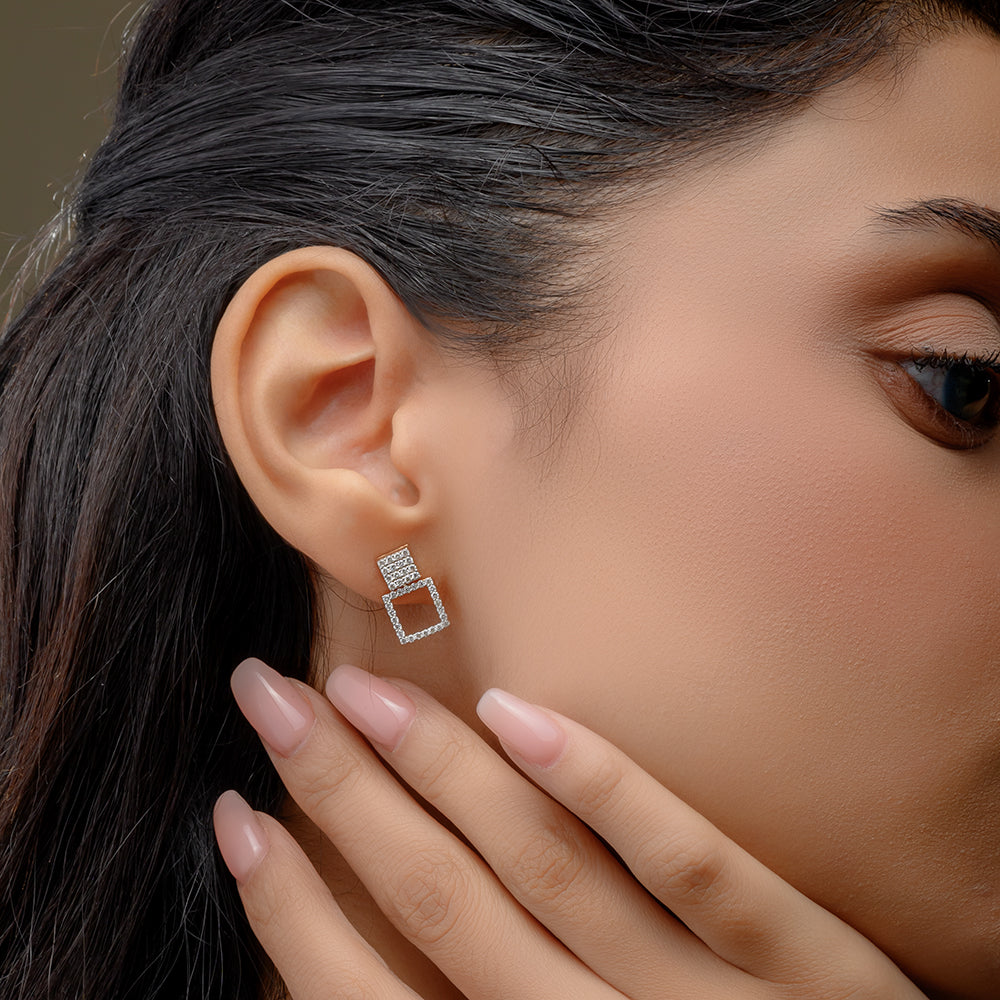 18K Rose Cluster Diamond Earrings - S-EN024S