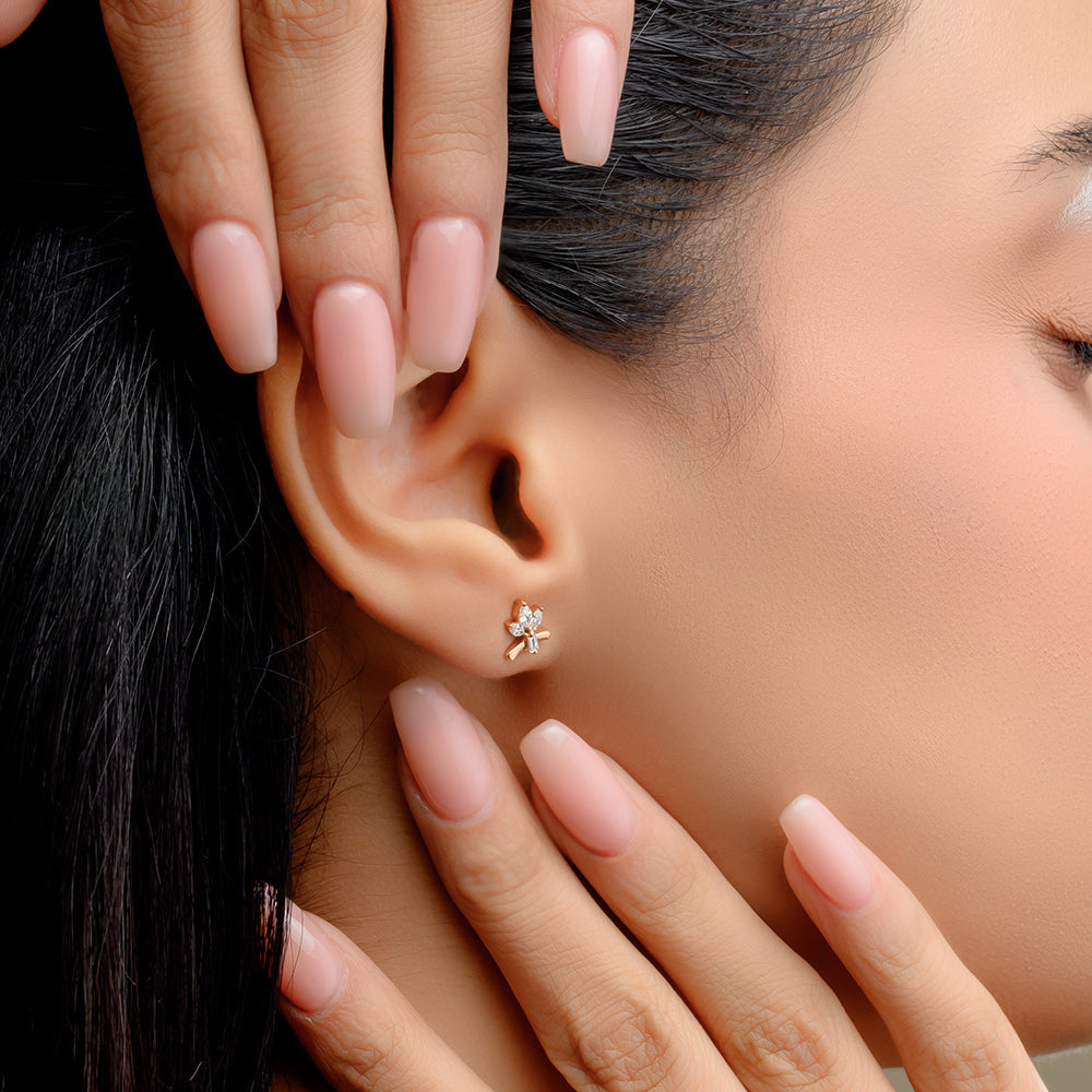 18K Rose Helix Diamond Earrings - S-EN030S