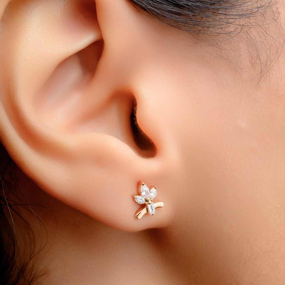 Special offer 18K Rose Helix Diamond Earrings - S-EN030S
