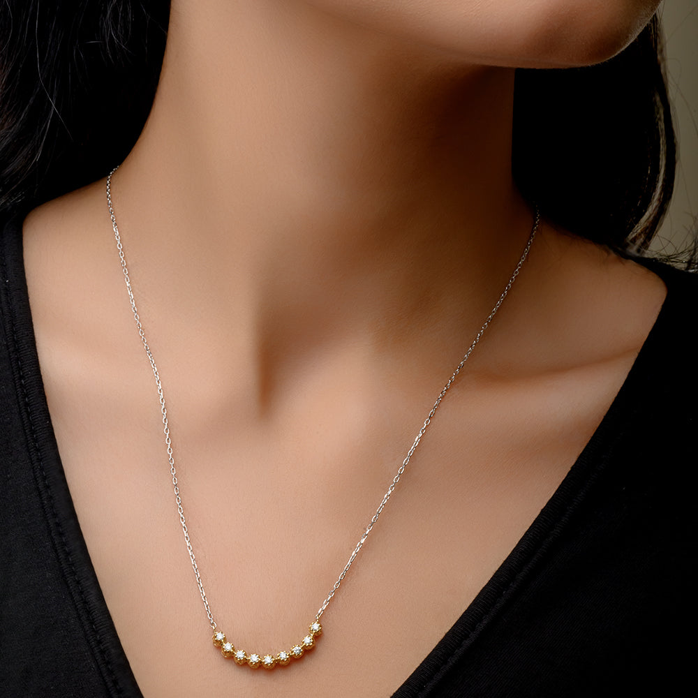 18K White Quarter Tennis Diamond Necklace - S-H043NS