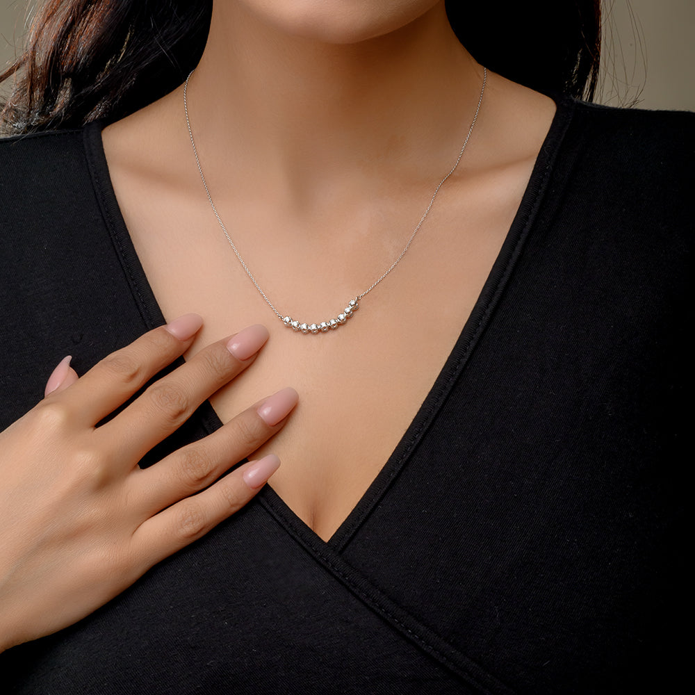 18K White Quarter Tennis Diamond Necklace - S-H045NS